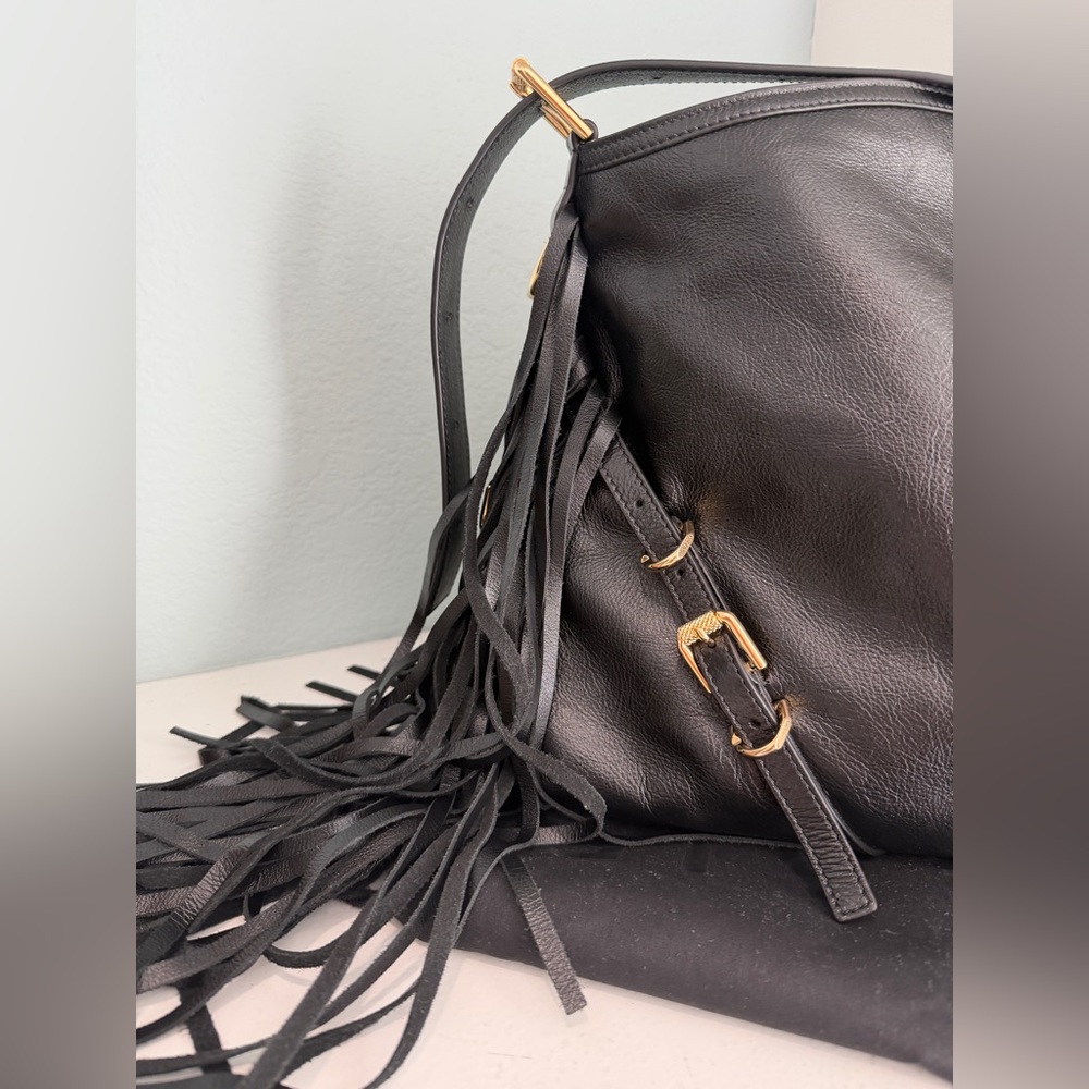 Givenchy Medium Voyou Fringe Leather Hobo Bag NEW Black Gold - Picture 7 of 15